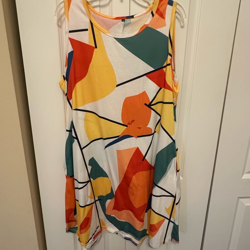 Colorful Abstract Women's dress with pockets